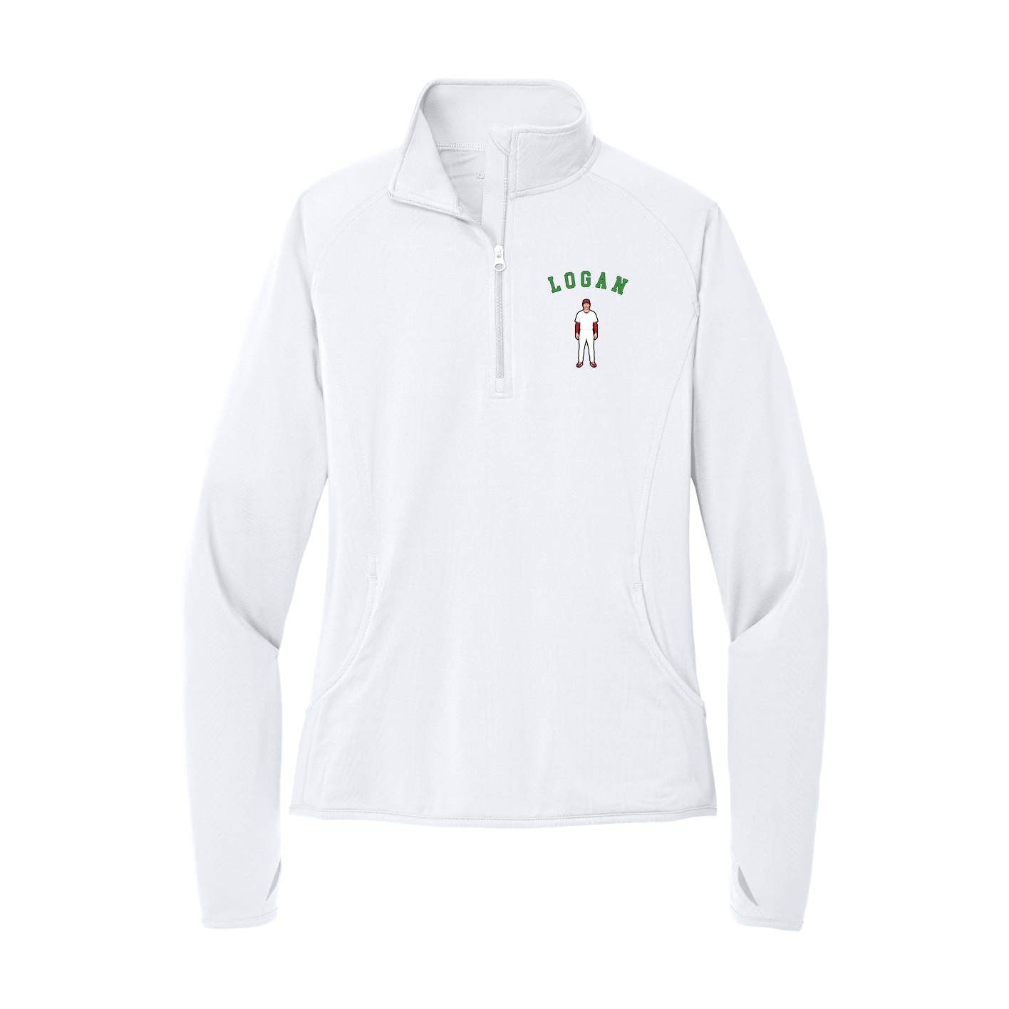 Women's Q-Zip Pullover — Shirsey Arch in White