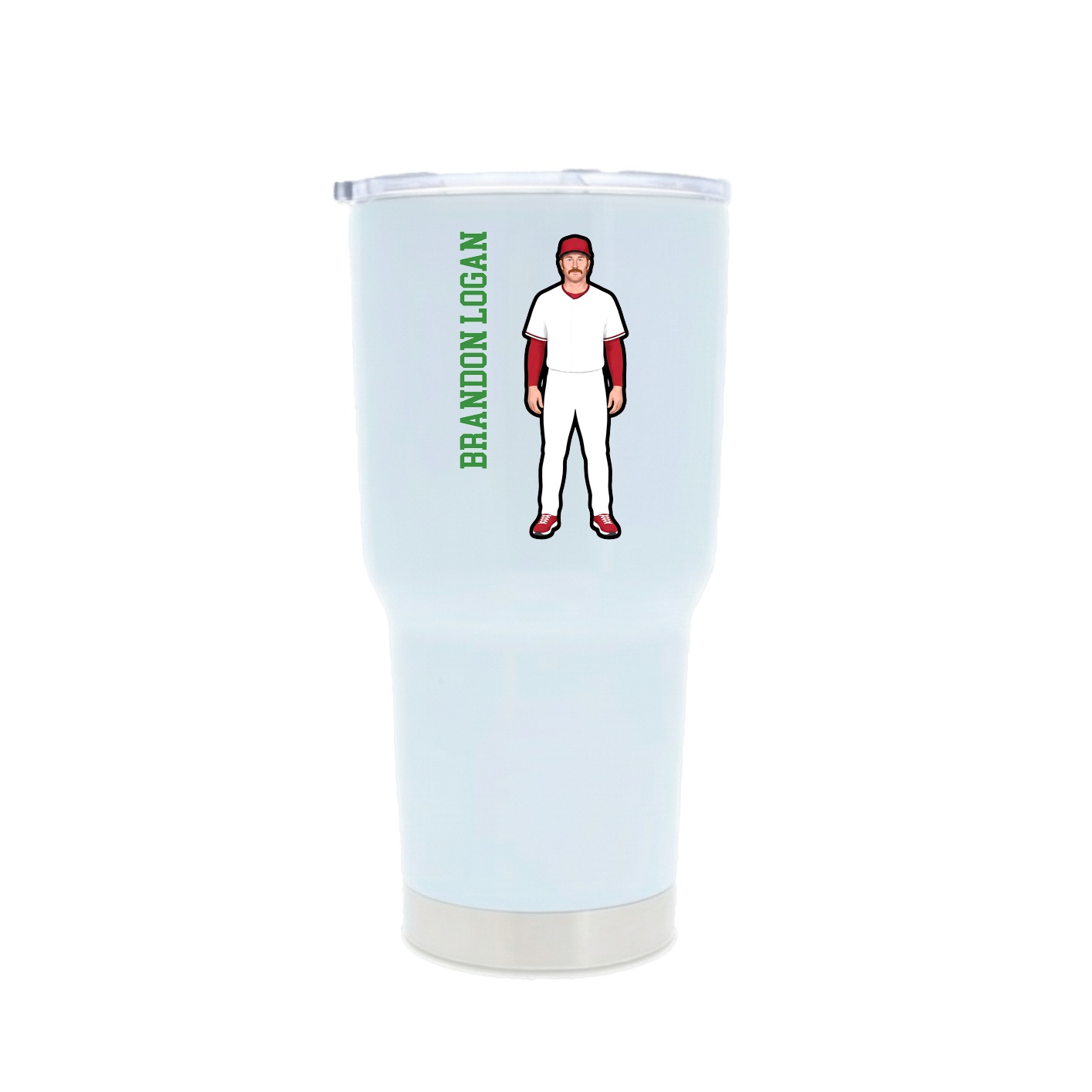 30oz Stainless Steel Tumbler — Name Vertical in White
