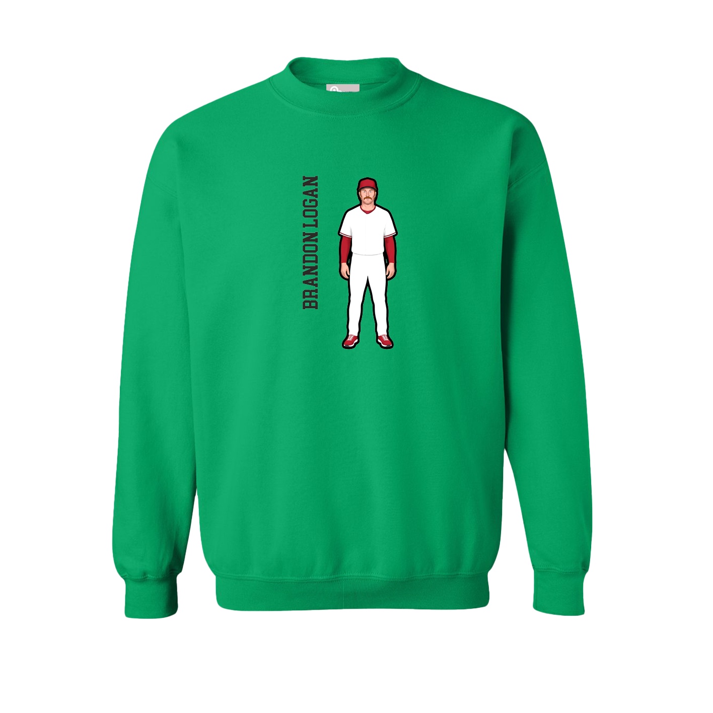 Fleece Crew — Name Vertical in Green
