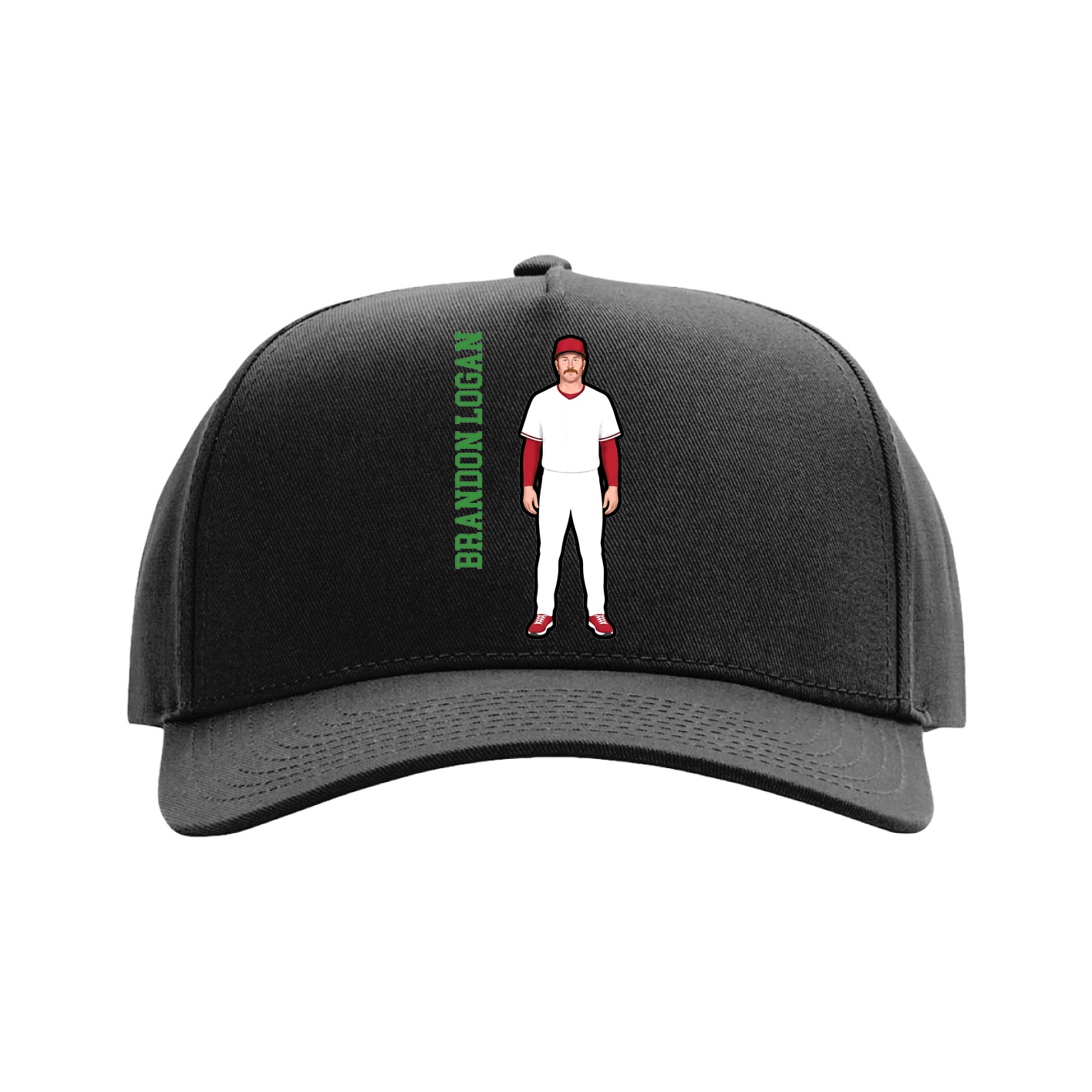 Full Fabric Five-Panel Champ Cap — Name Vertical in Black