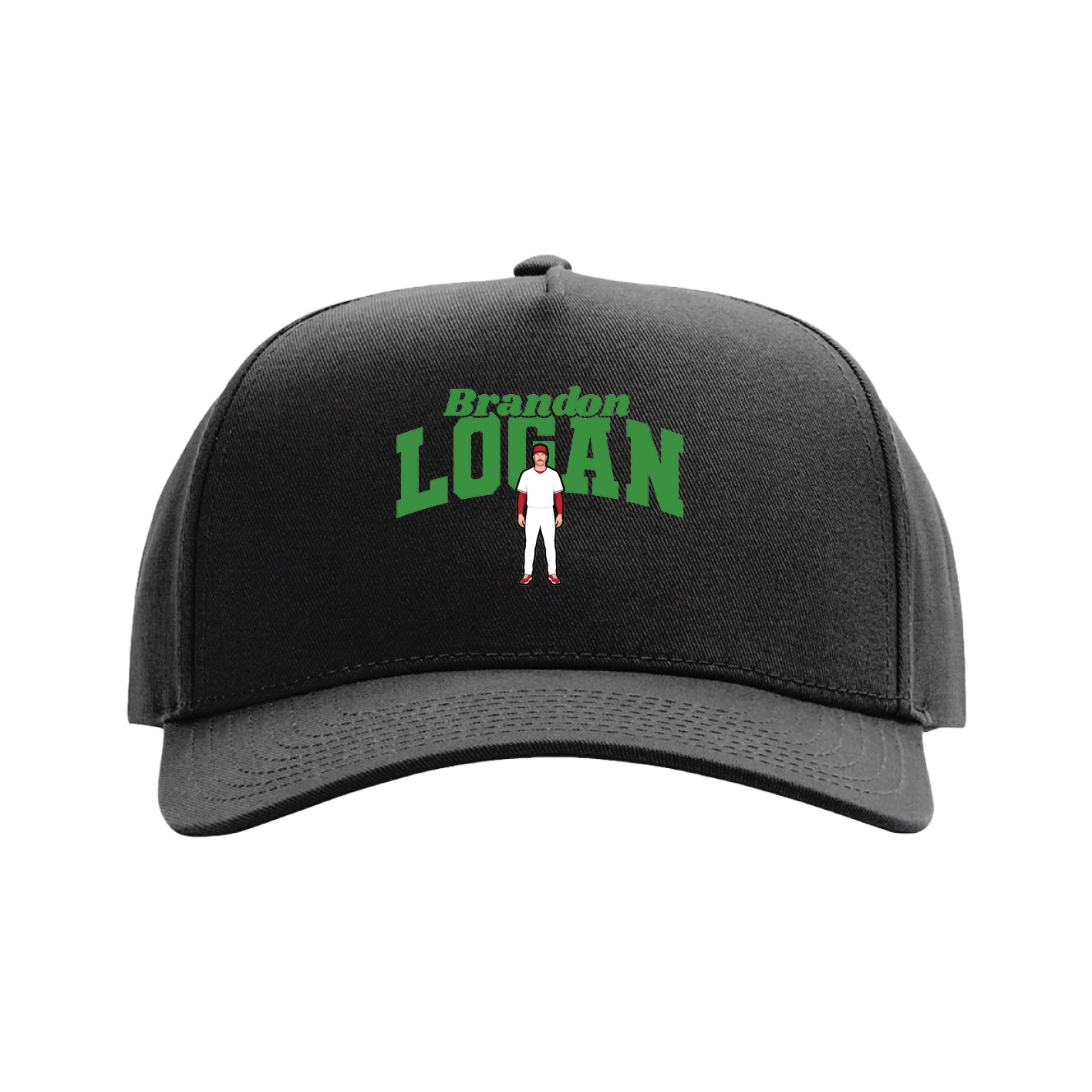 Full Fabric Five-Panel Champ Cap — Signature Arch in Black