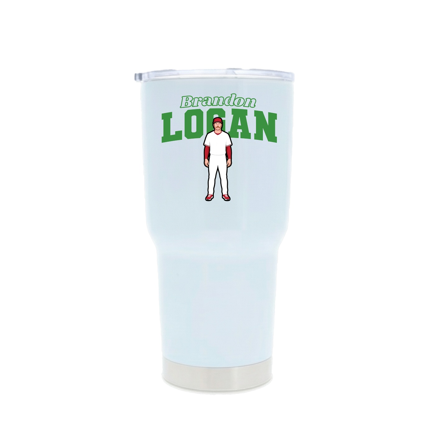 30oz Stainless Steel Tumbler — Name Arch in White