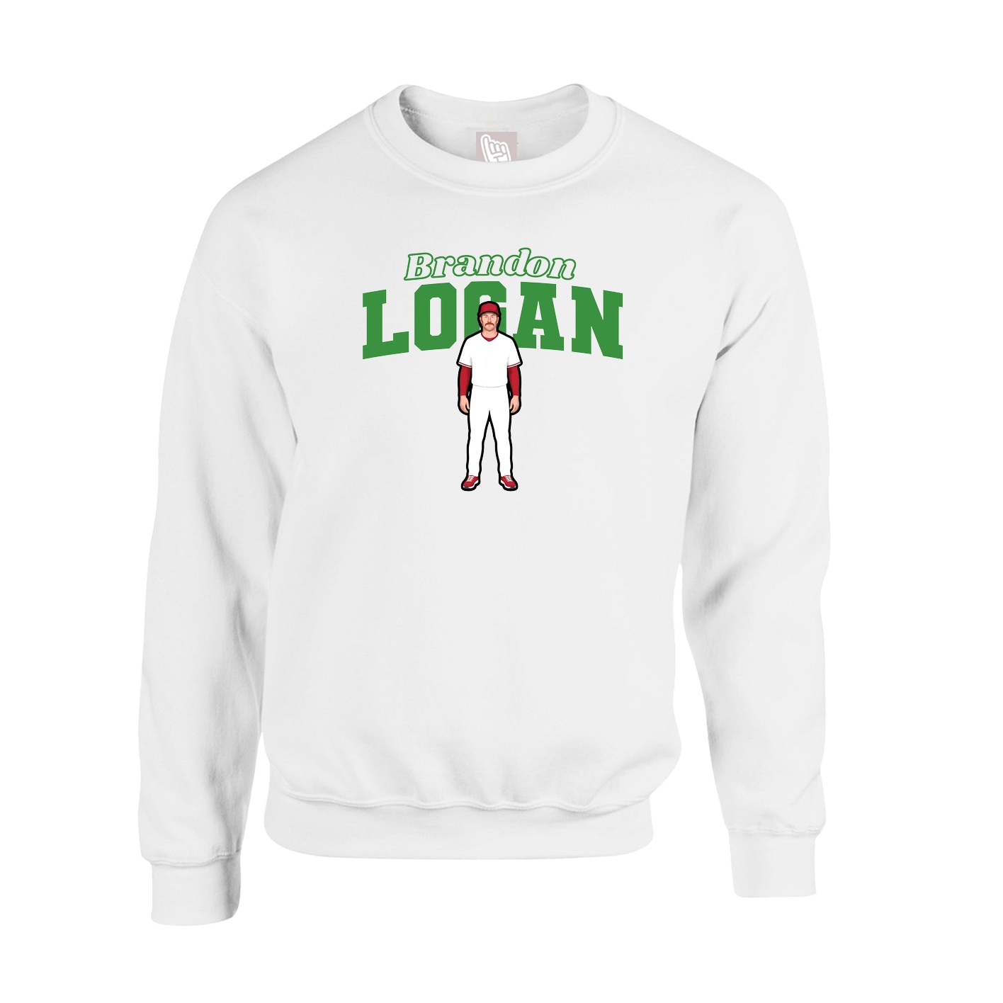 Fleece Crew — Name Arch in White