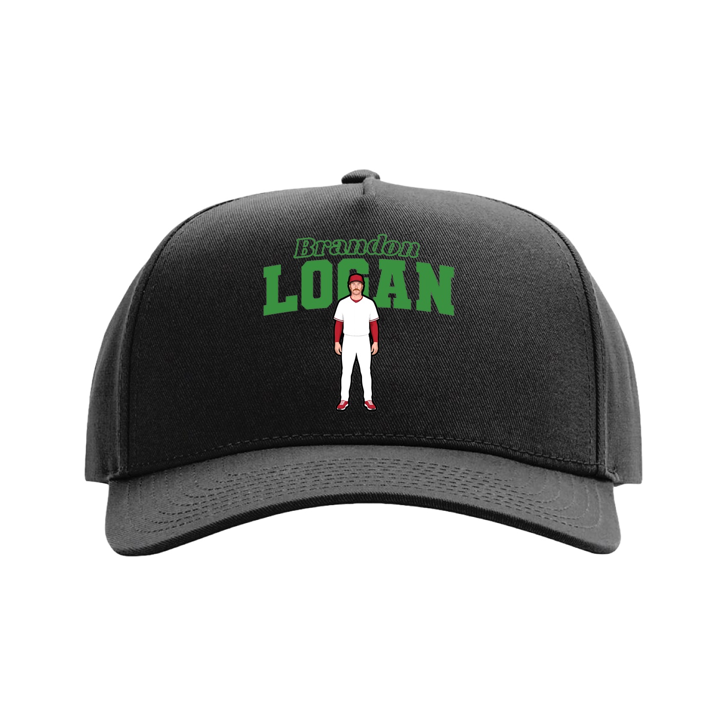 Full Fabric Five-Panel Champ Cap — Name Arch in Black