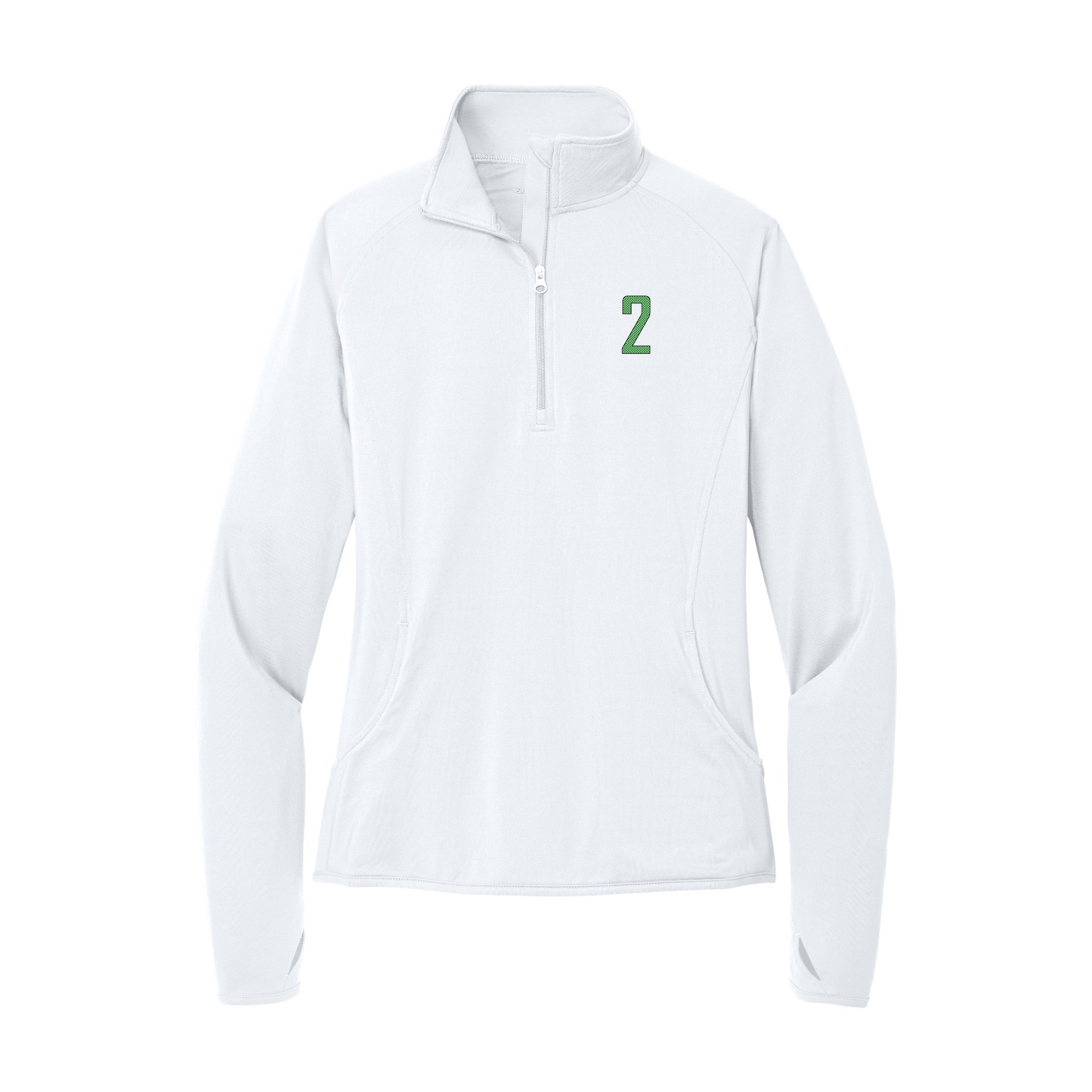 Women's Q-Zip Pullover — Front Shirsy in White