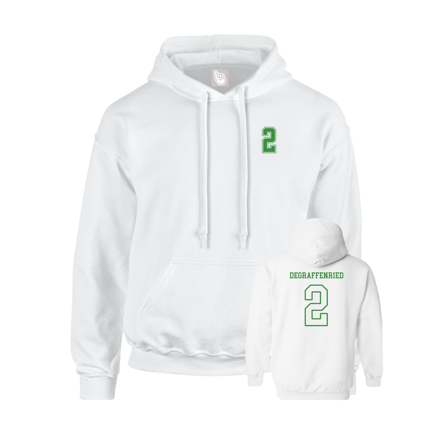 Youth Hoodie — Chest Back in White