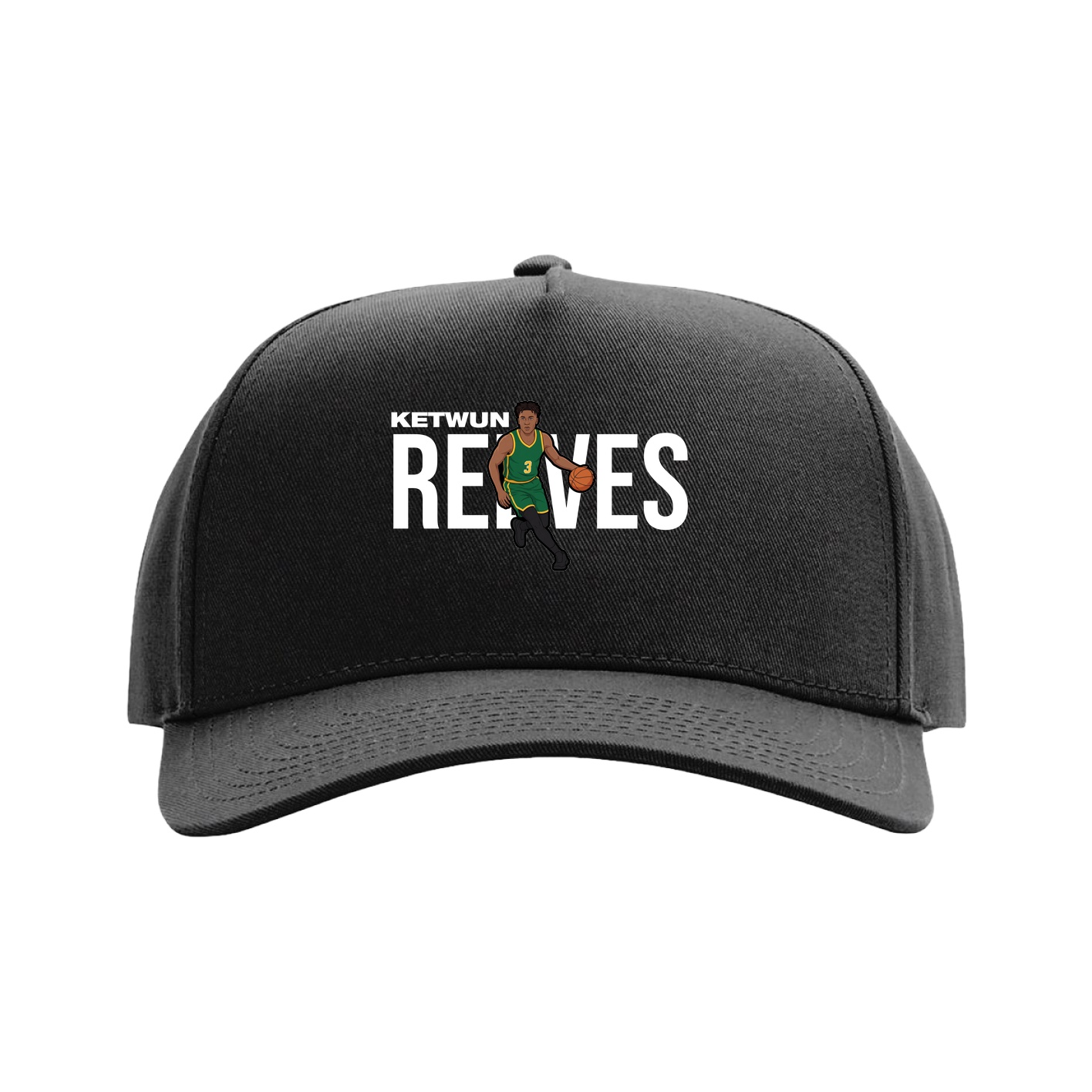 Full Fabric Five-Panel Champ Cap — Player Name in Black