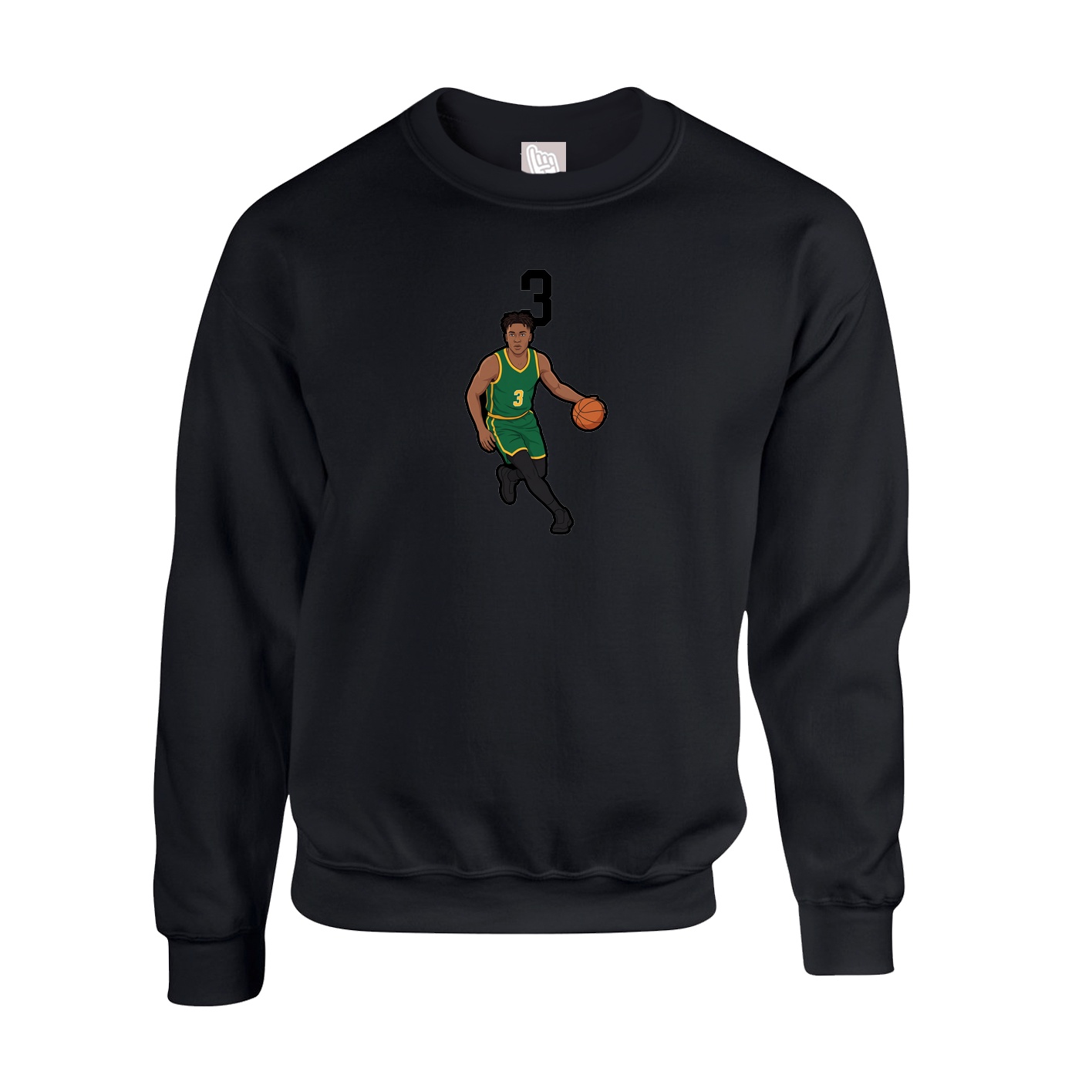 Fleece Crew — Number Top in Black
