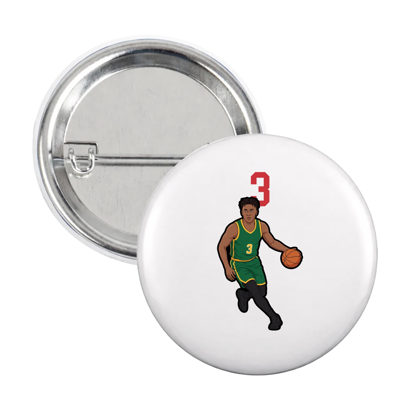 Game Day Button — Number Top in White