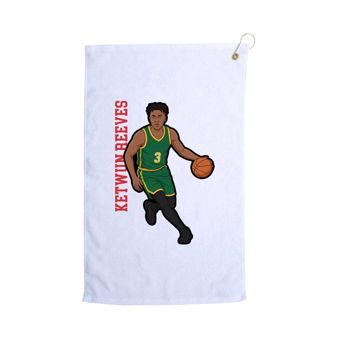 Golf Towel — Name Vertical in White