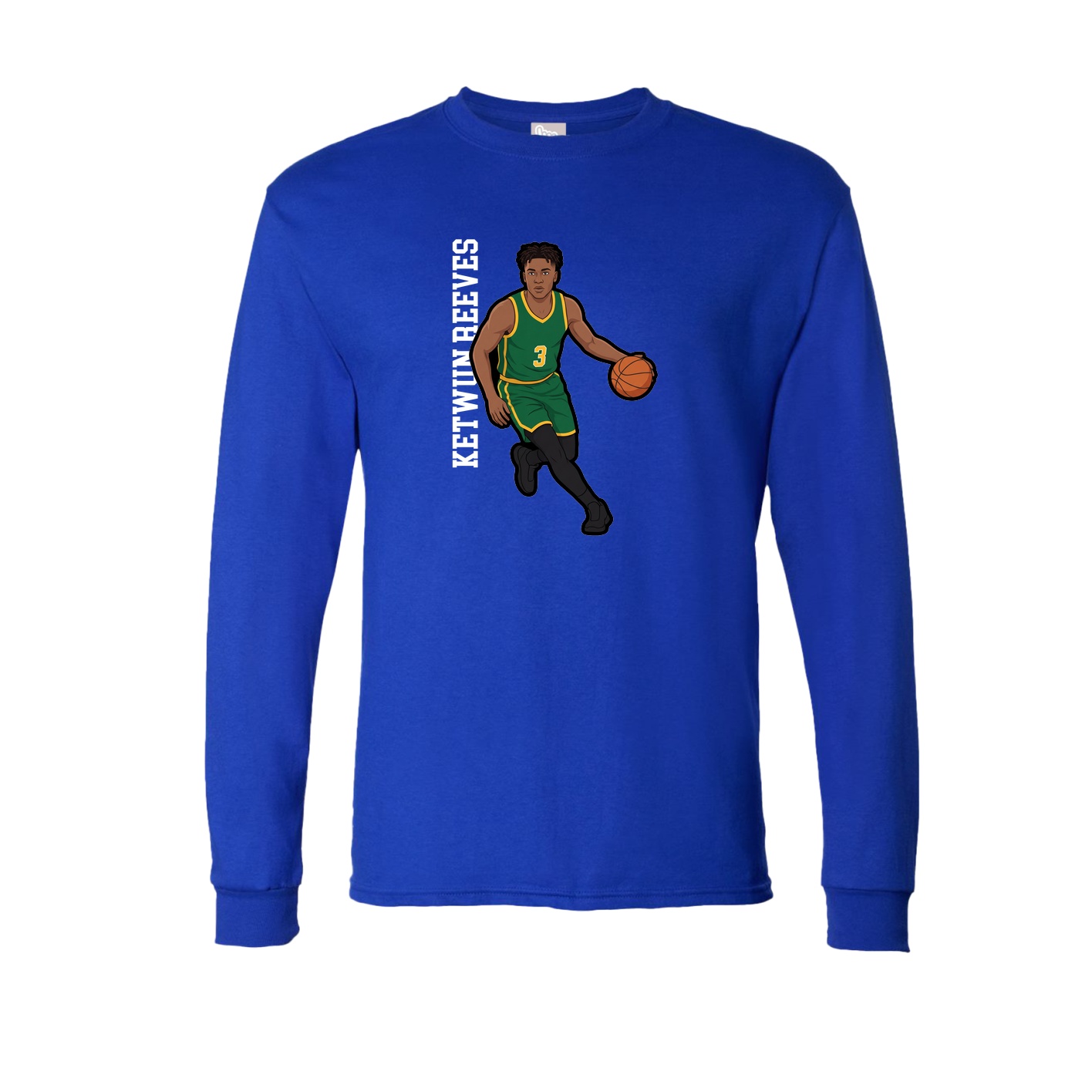 Long Sleeve Tee — Name Vertical in Royal