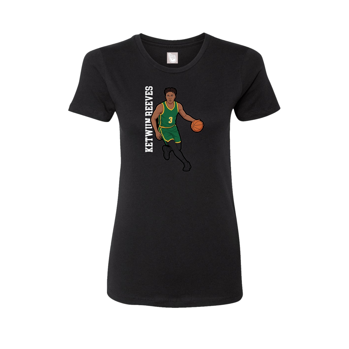 Fitted Women's Tee — Name Vertical in Black