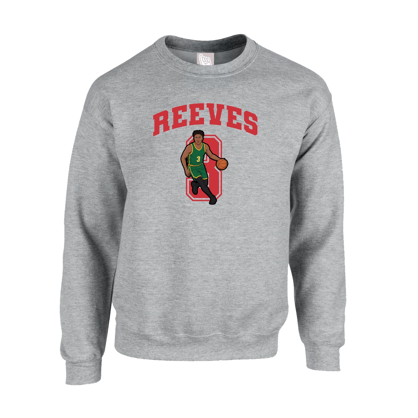 Fleece Crew — Number in Grey