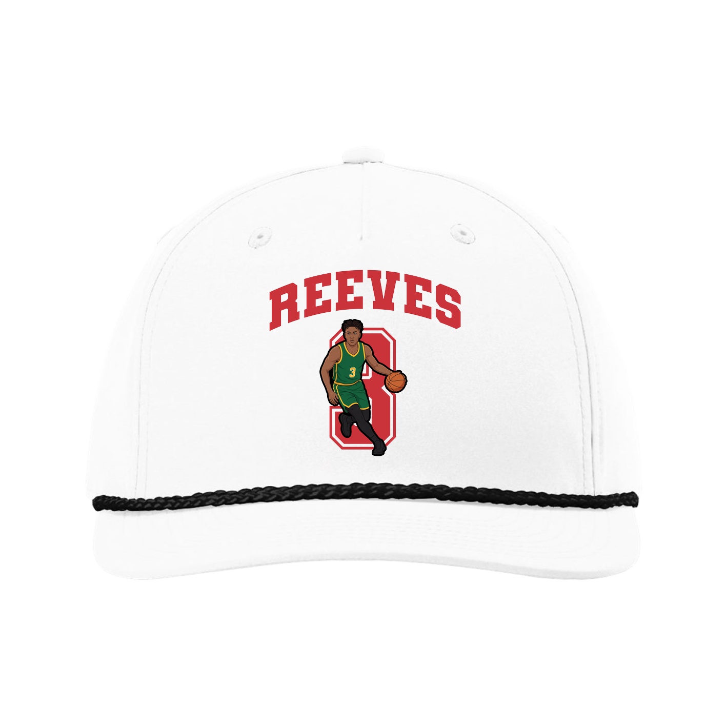 Five-Panel Classic Rope Cap — Number in White