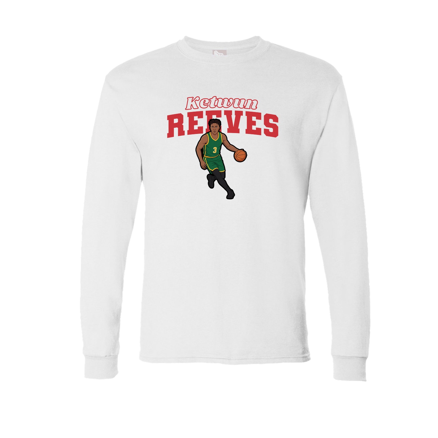 Long Sleeve Tee — Name Arch in White