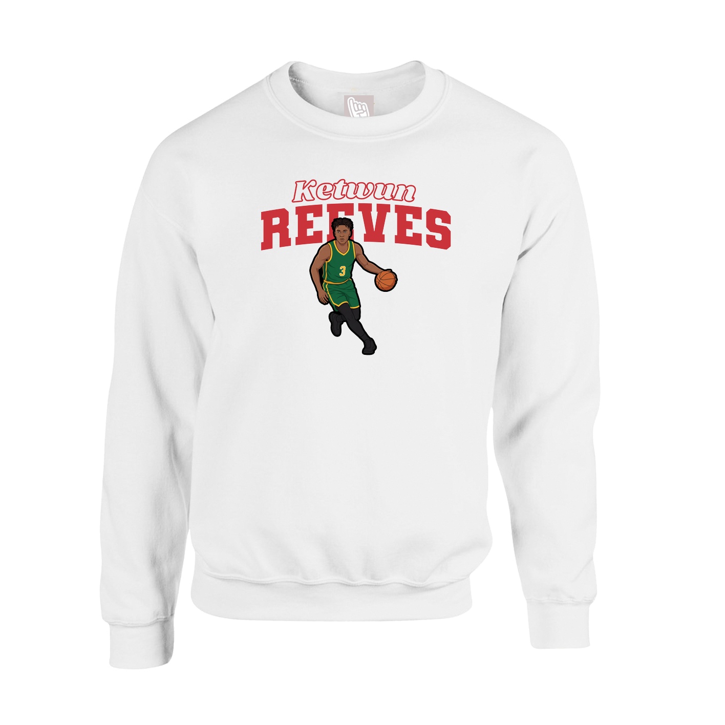 Fleece Crew — Name Arch in White