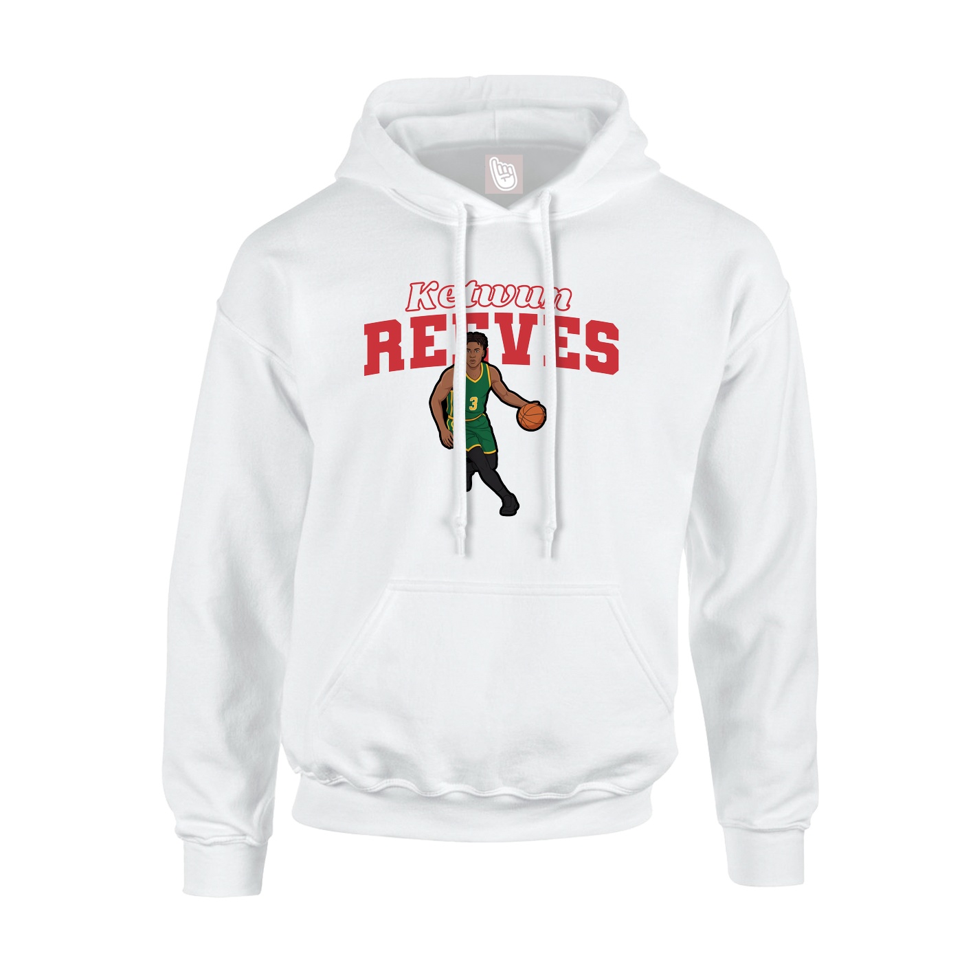 Youth Hoodie — Name Arch in White