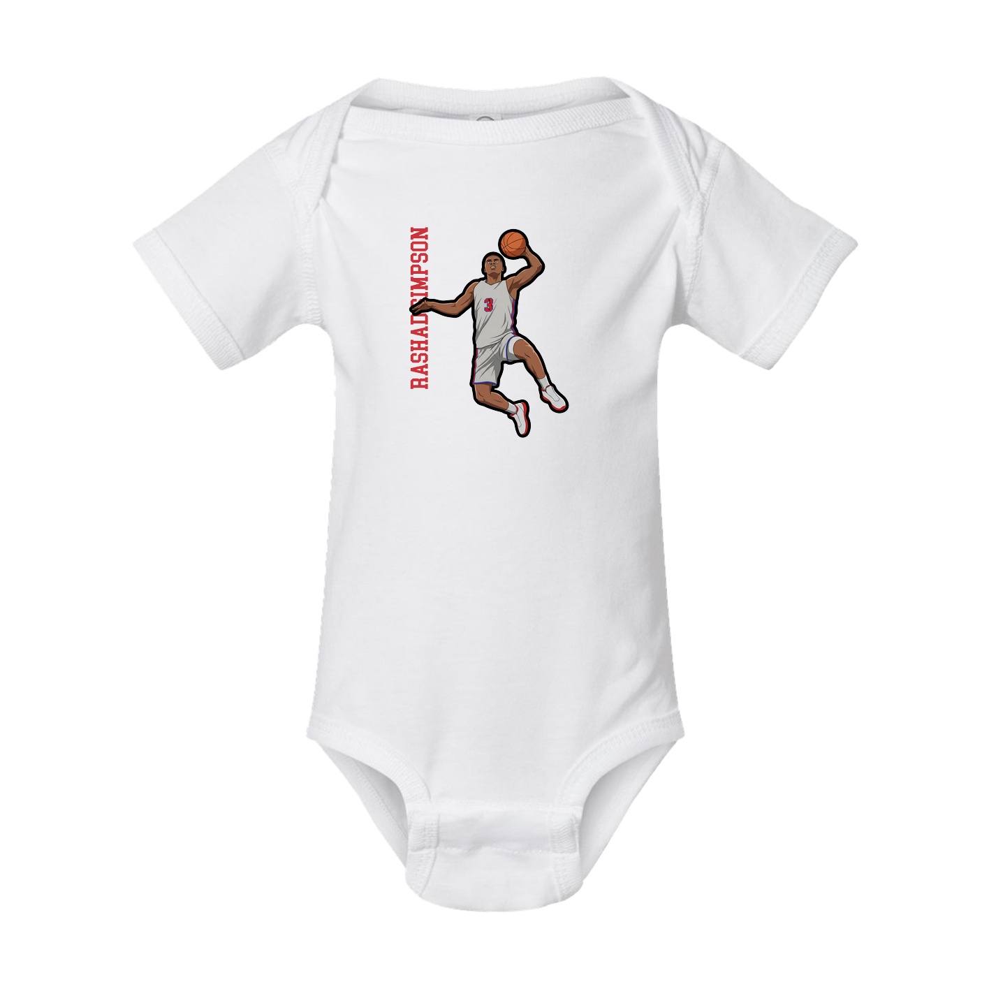 Baby Onesie — Name Vertical in White