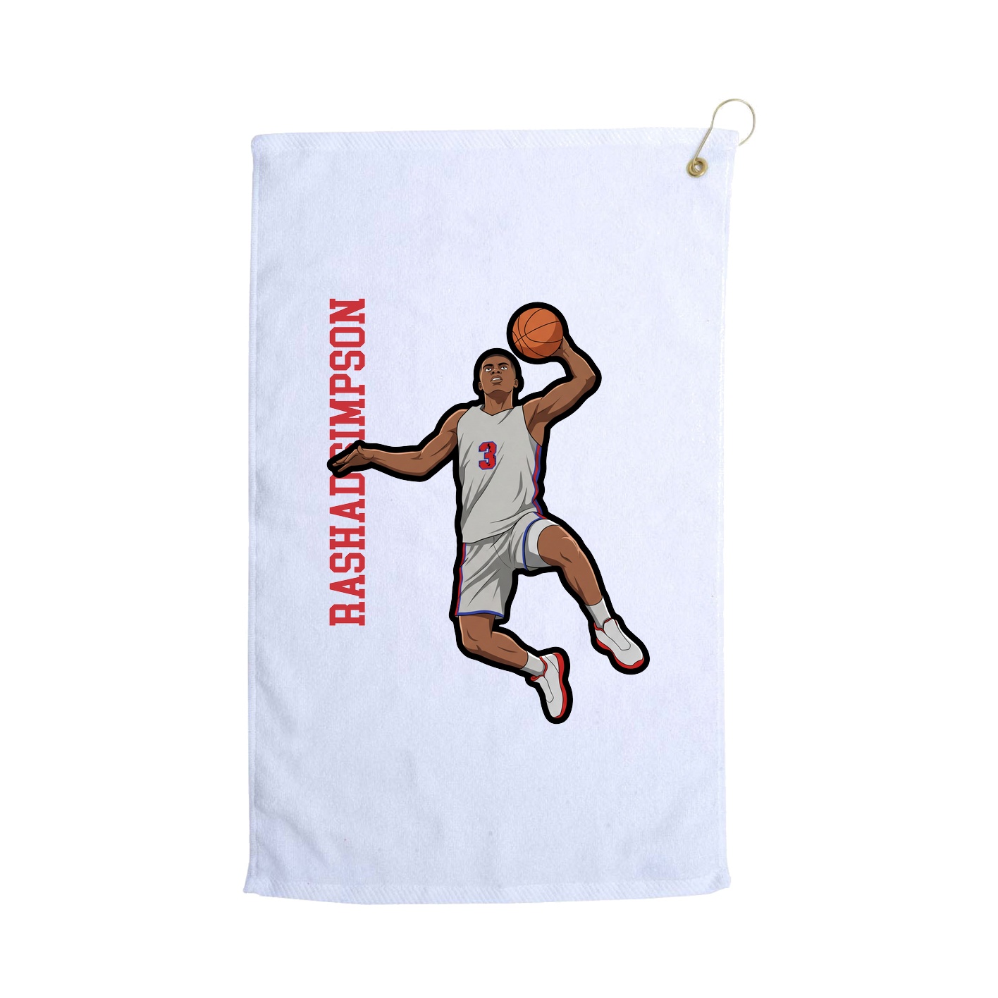 Golf Towel — Name Vertical in White