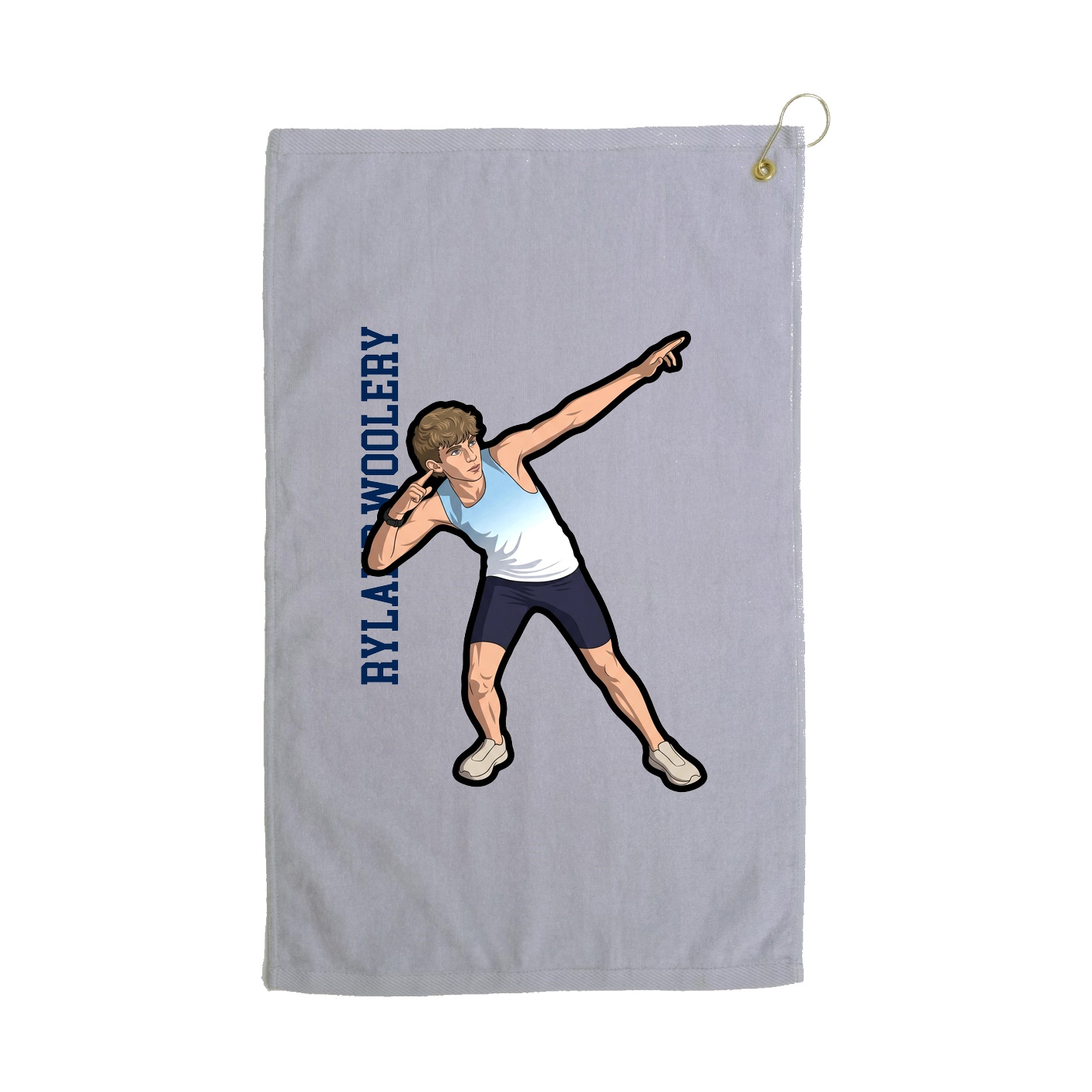 Golf Towel — Name Vertical in Grey