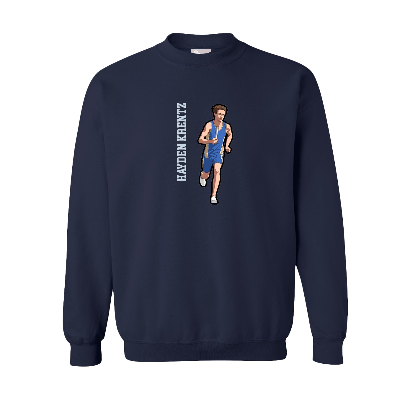 Fleece Crew — Name Vertical in Navy