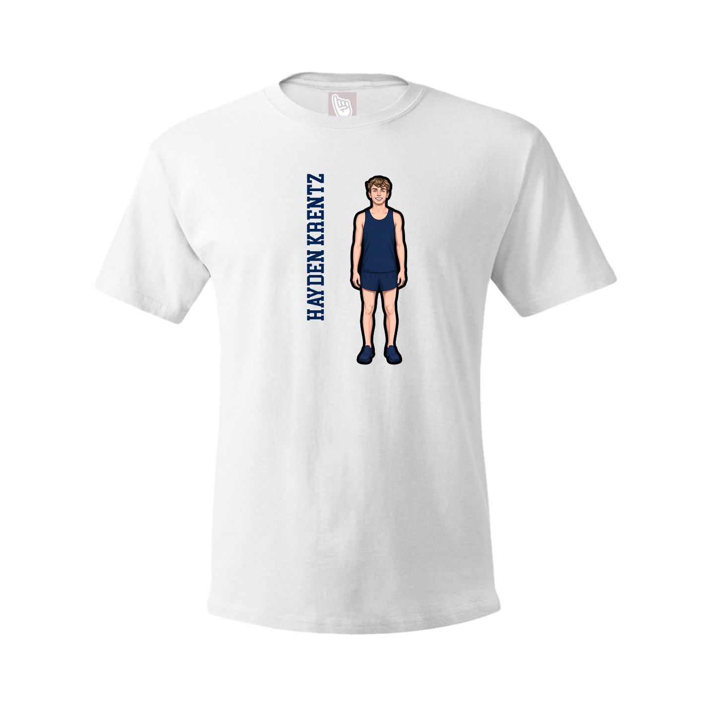 Youth Tee — Name Vertical in White