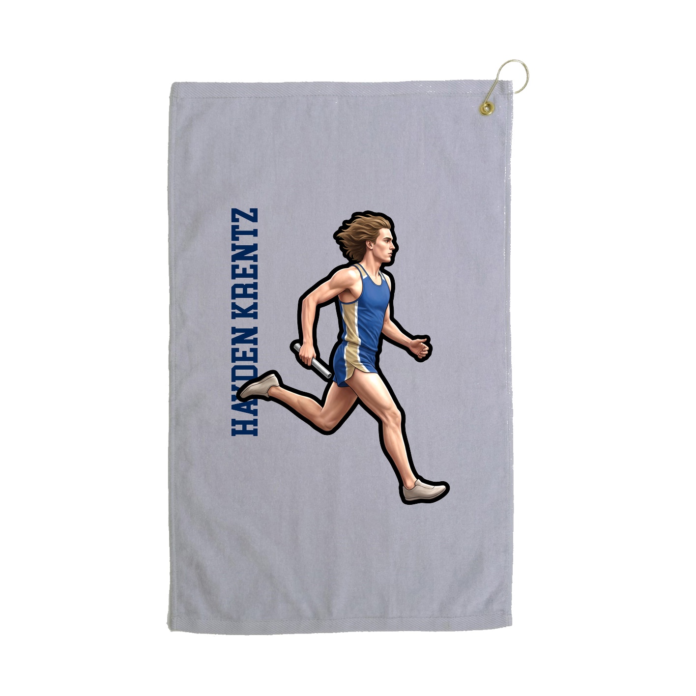 Golf Towel — Name Vertical in Grey