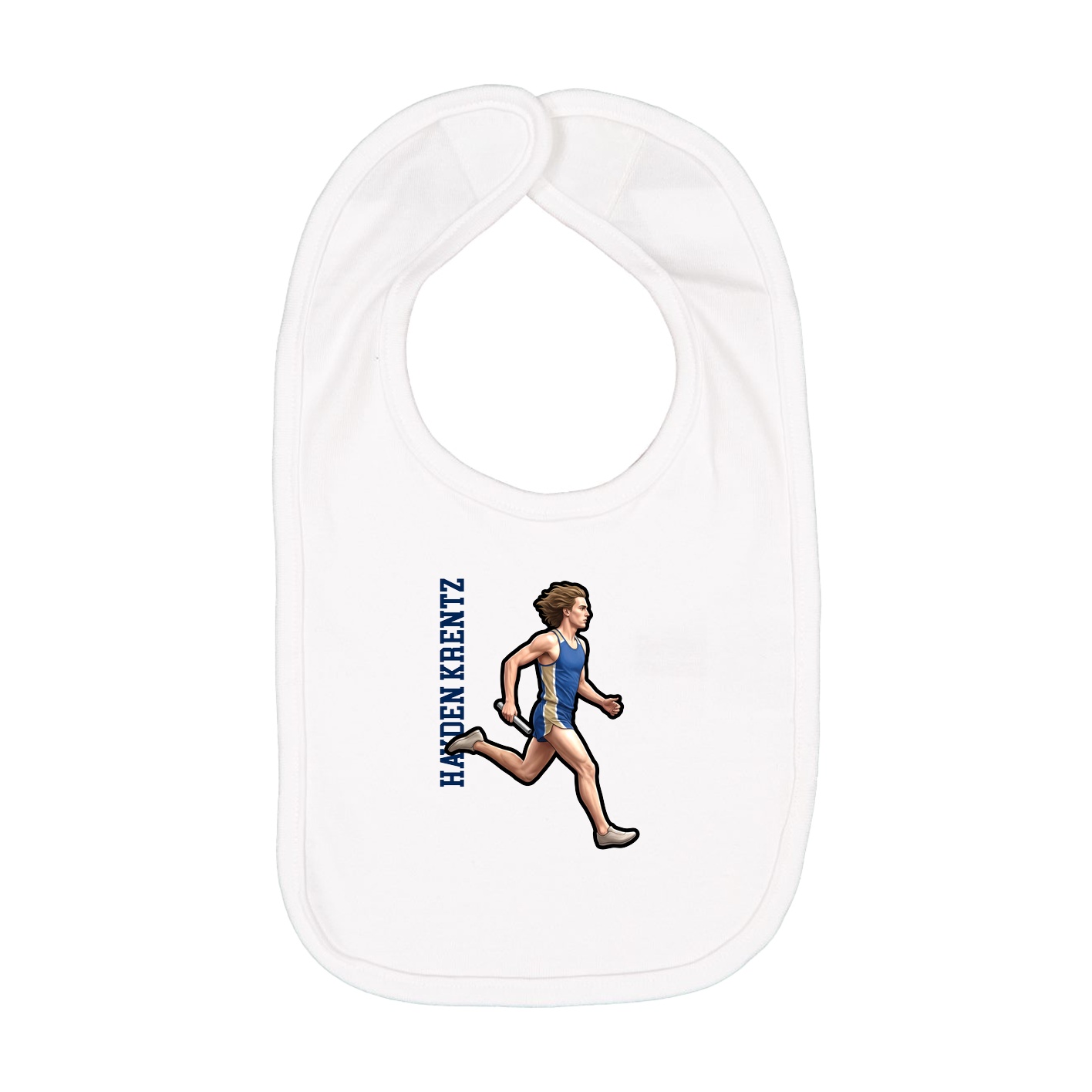 Infant Bib — Name Vertical in White