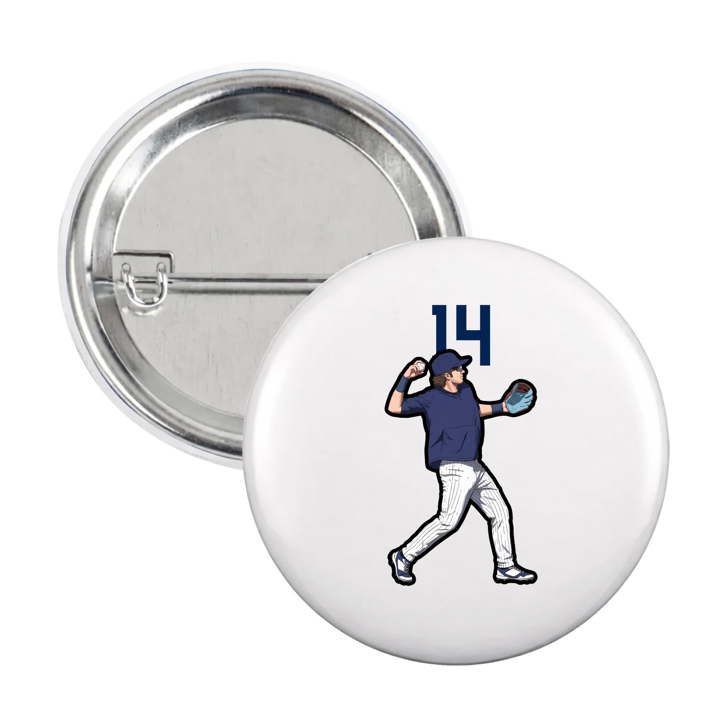 Game Day Button — Number Top in White