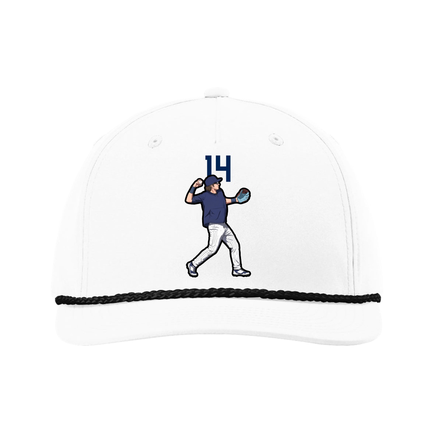 Five-Panel Classic Rope Cap — Number Top in White