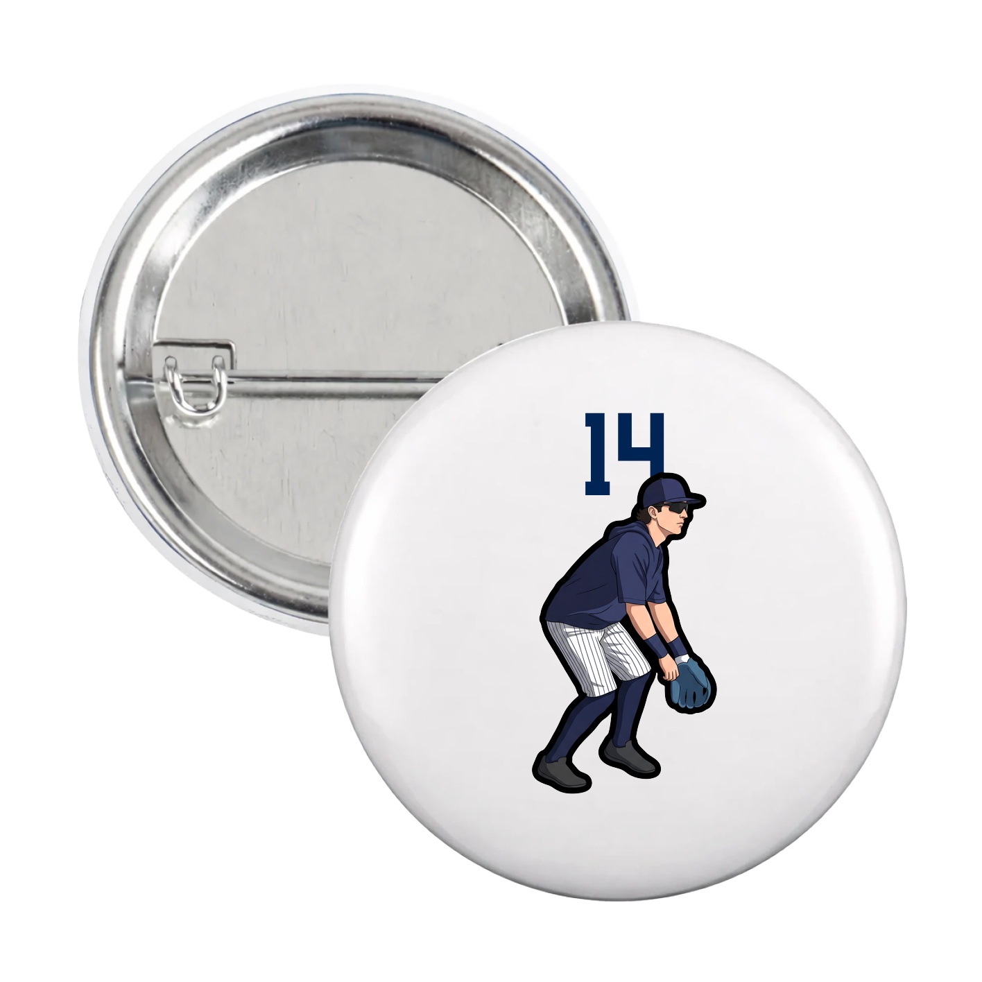Game Day Button — Number Top in White