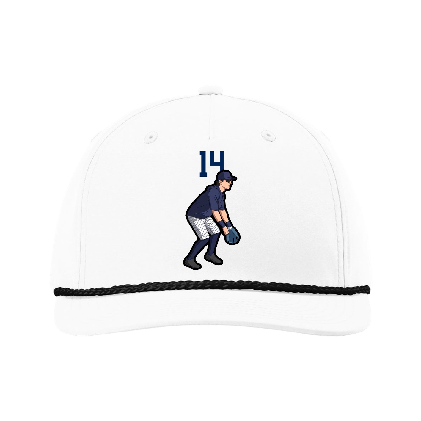 Five-Panel Classic Rope Cap — Number Top in White