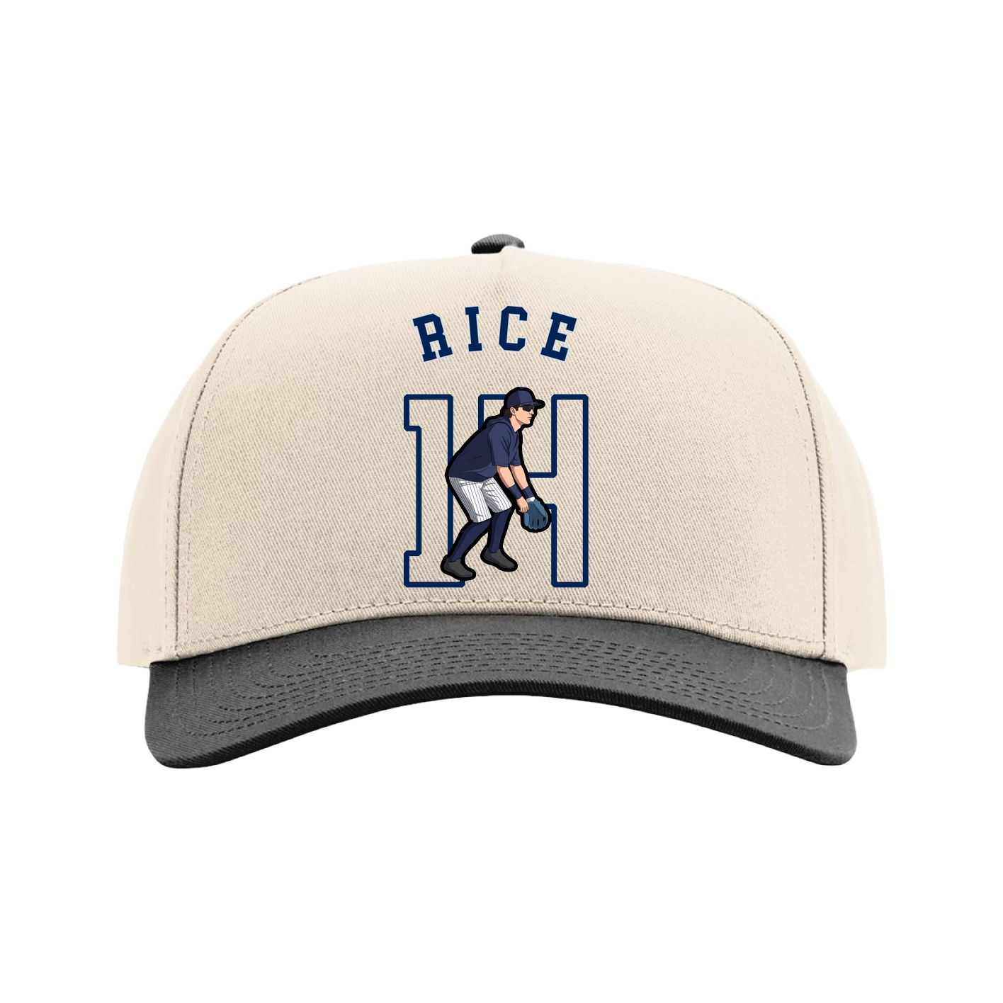 Full Fabric Five-Panel Champ Cap — Shirsey Arch in Cream/Black