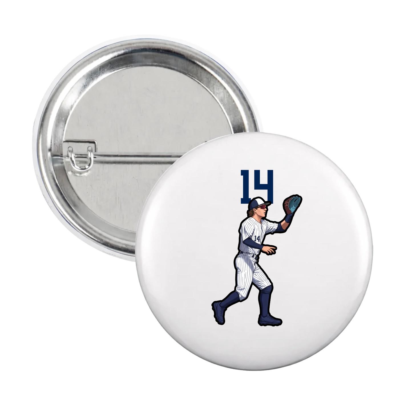 Game Day Button — Number Top in White