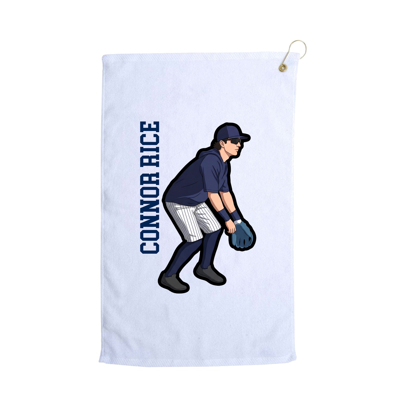 Golf Towel — Name Vertical in White