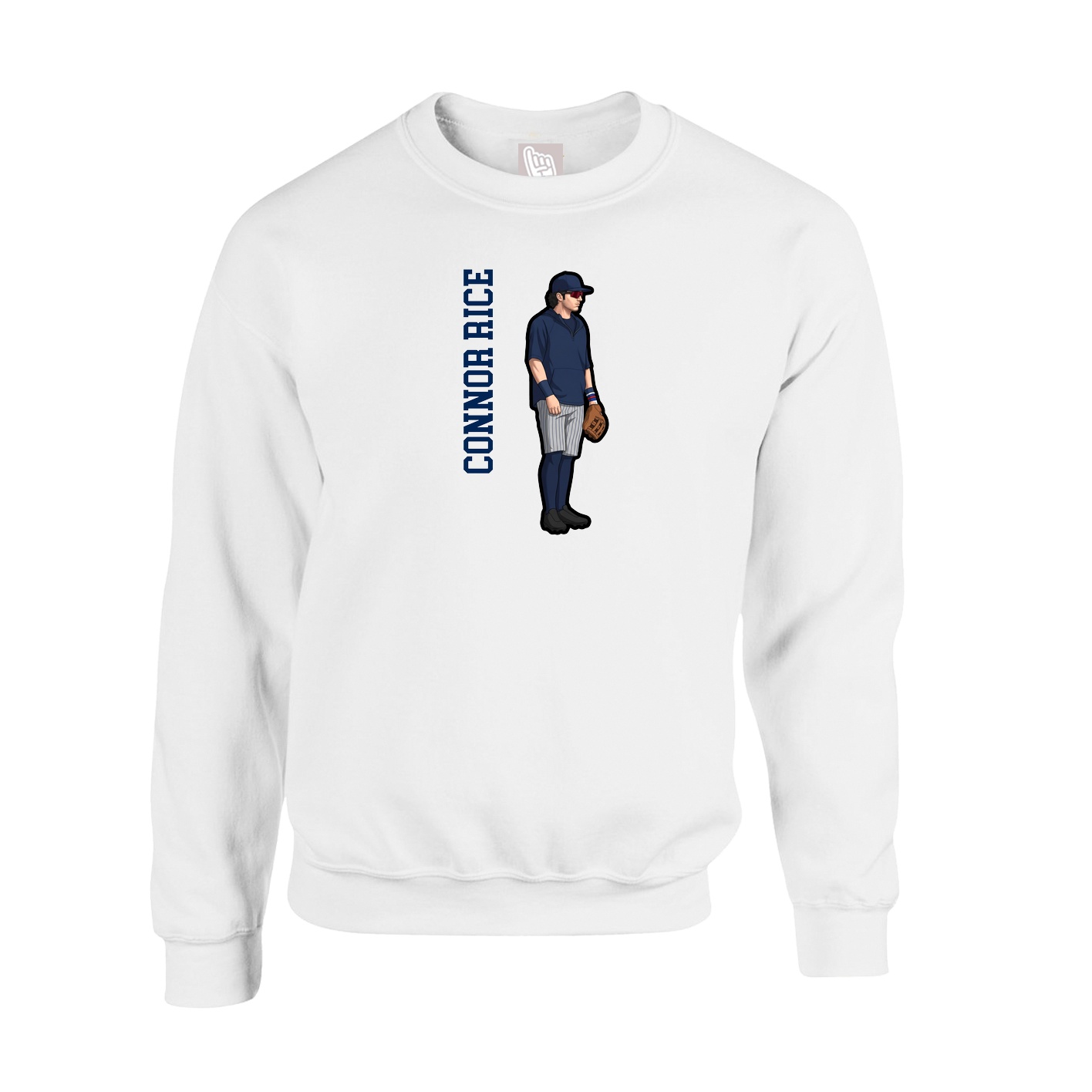 Fleece Crew — Name Vertical in White