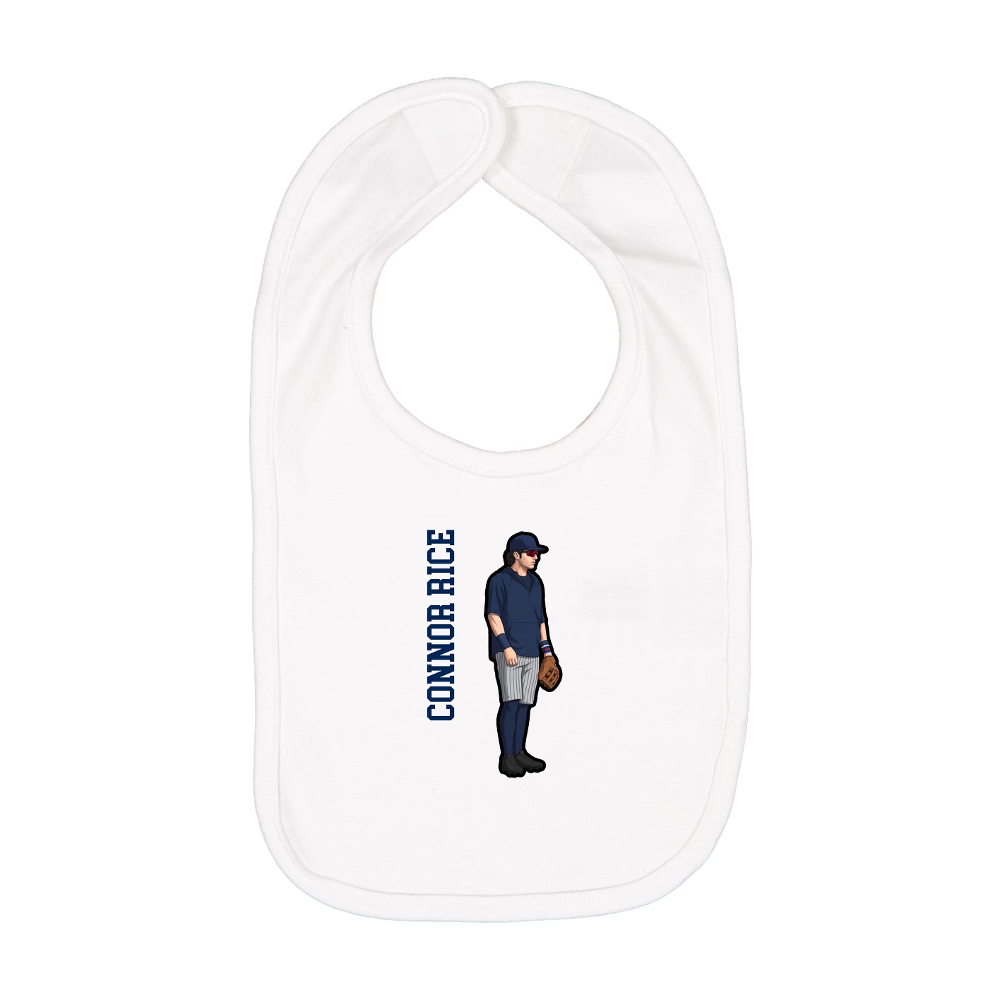Infant Bib — Name Vertical in White