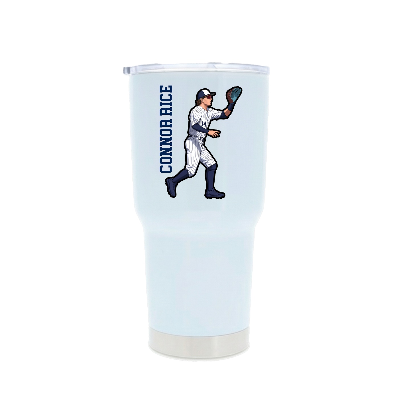 30oz Stainless Steel Tumbler — Name Vertical in White