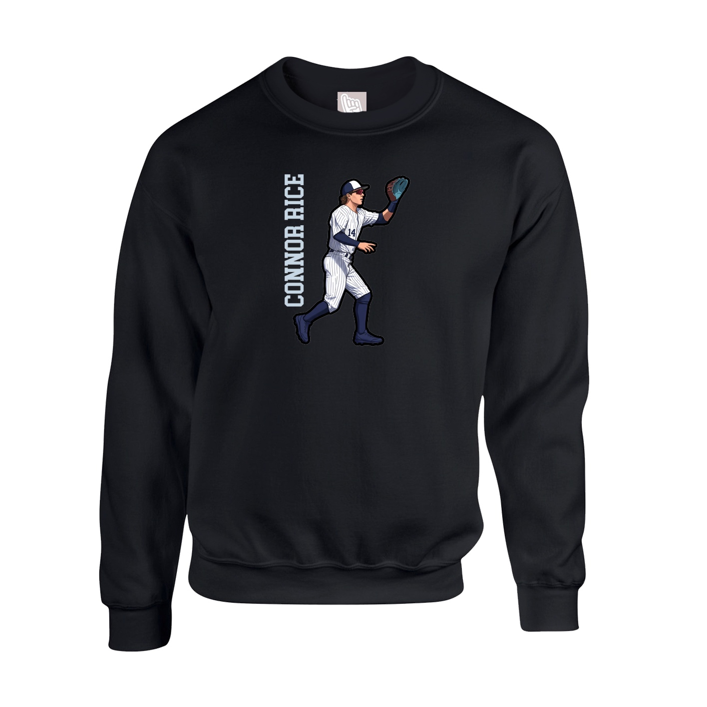 Fleece Crew — Name Vertical in Black