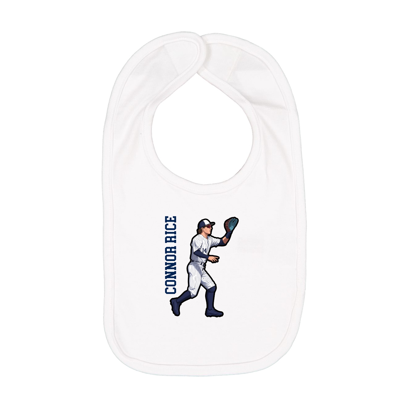 Infant Bib — Name Vertical in White