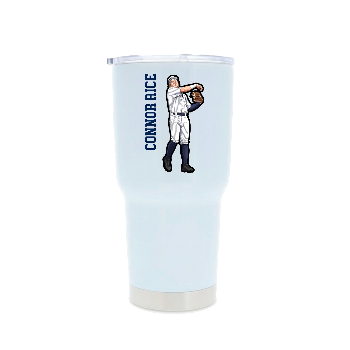 30oz Stainless Steel Tumbler — Name Vertical in White