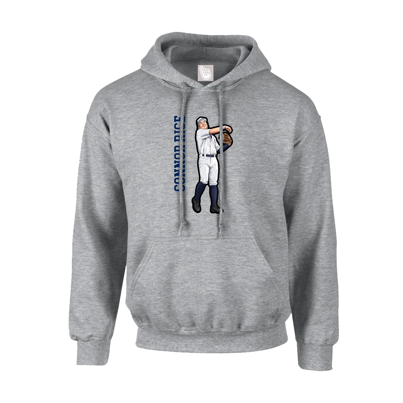 Hoodie — Name Vertical in Grey