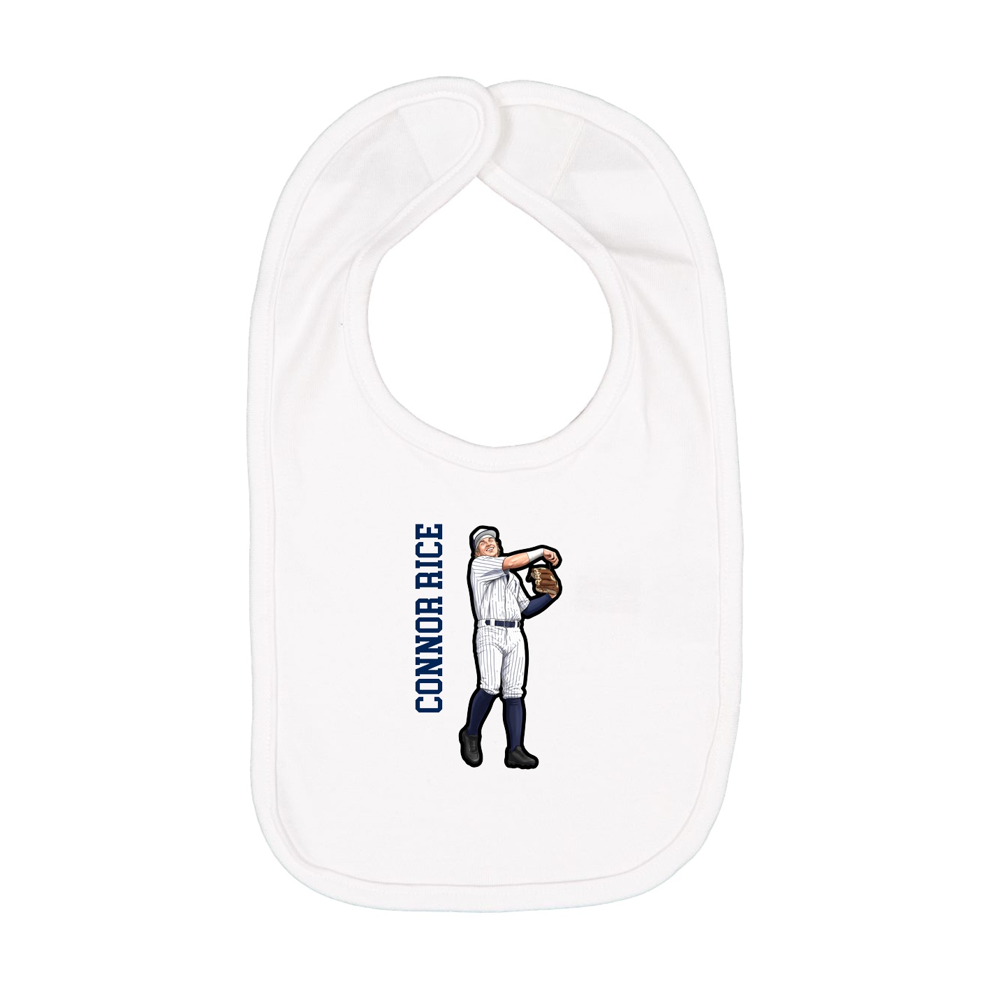 Infant Bib — Name Vertical in White