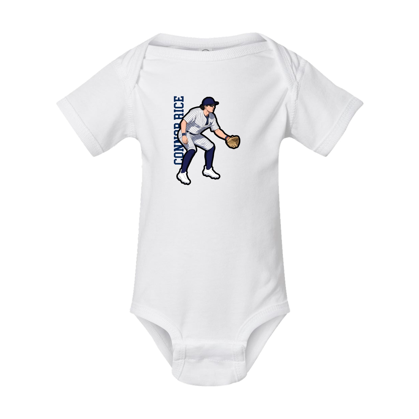 Baby Onesie — Name Vertical in White