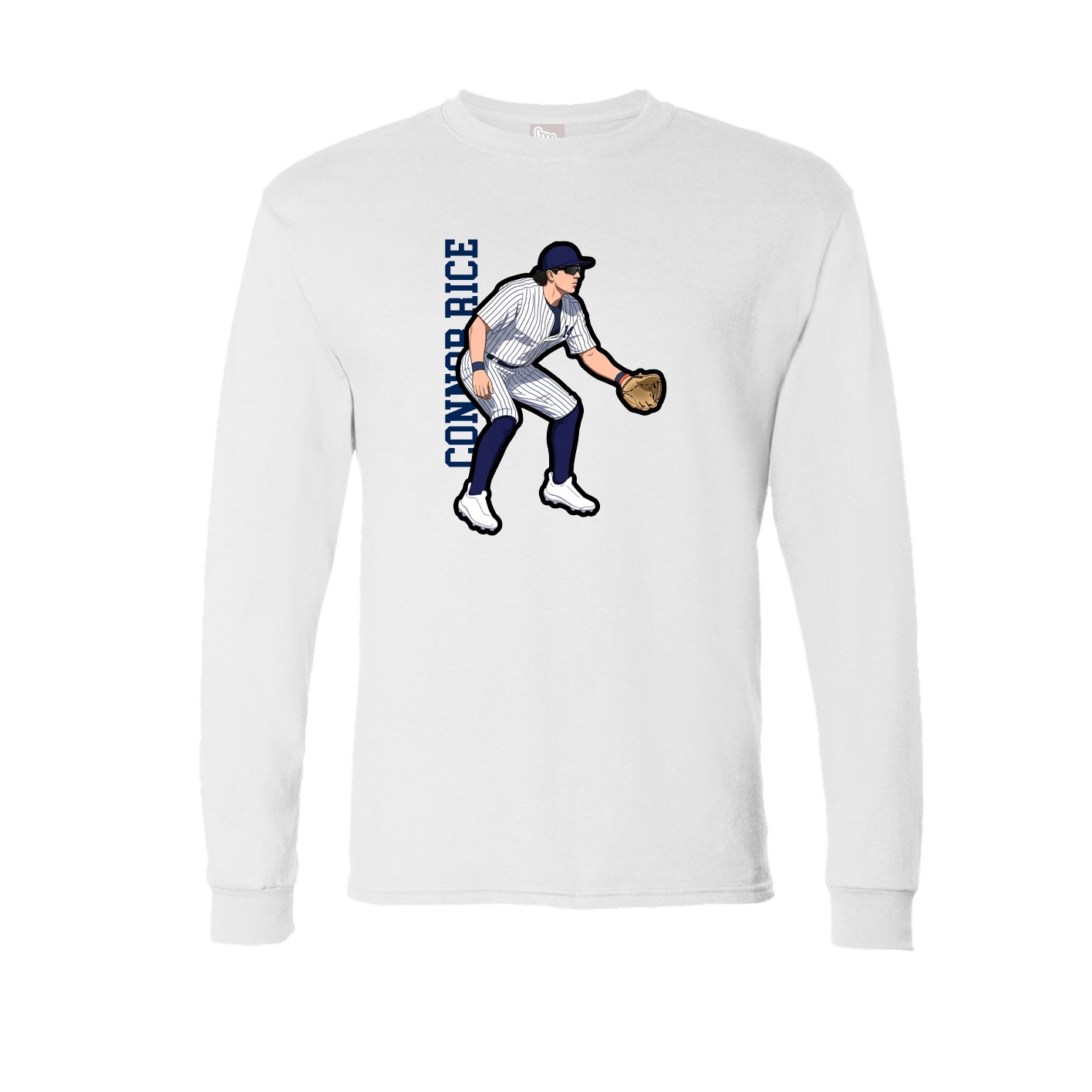 Long Sleeve Tee — Name Vertical in White