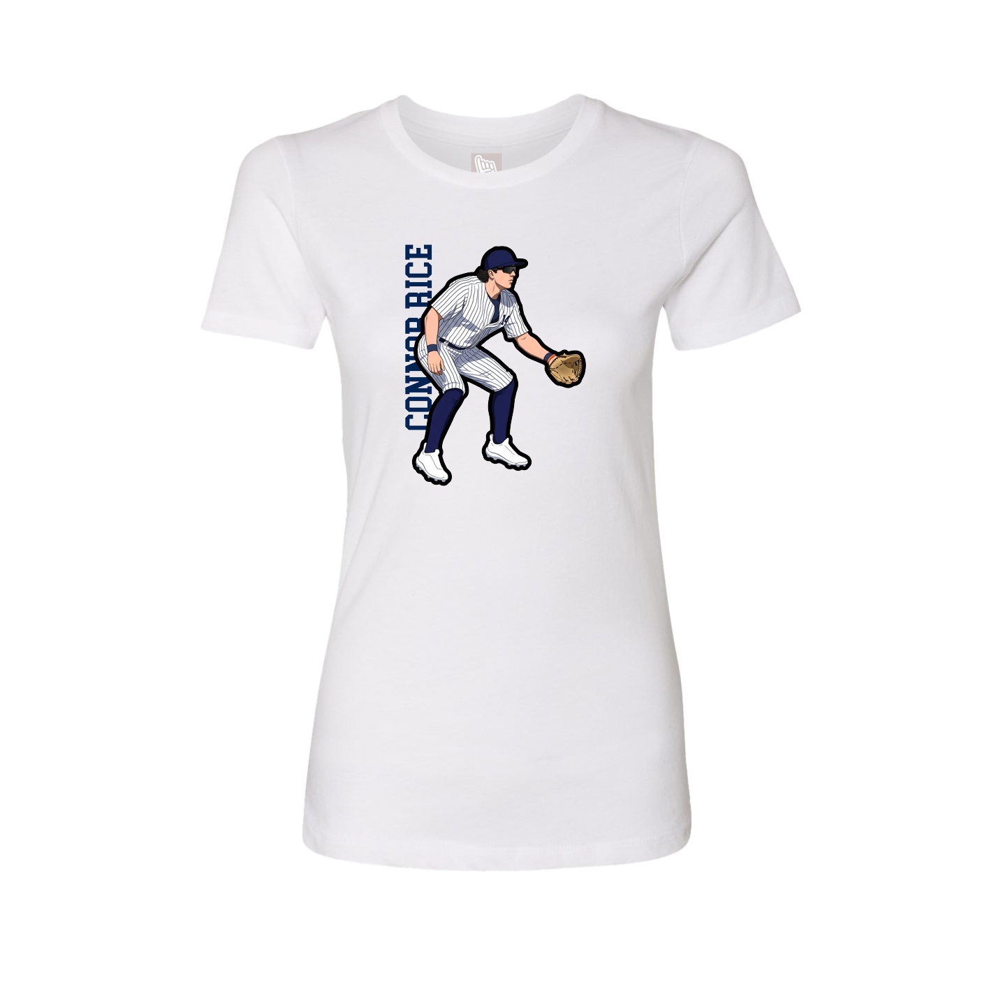Womens Tee — Name Vertical in White