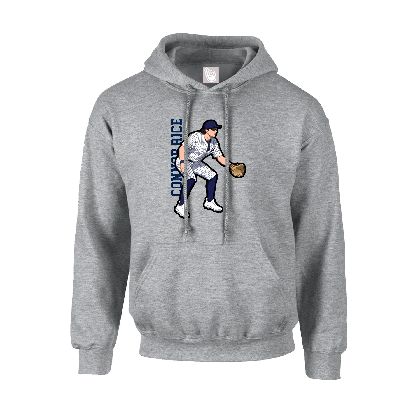 Hoodie — Name Vertical in Grey