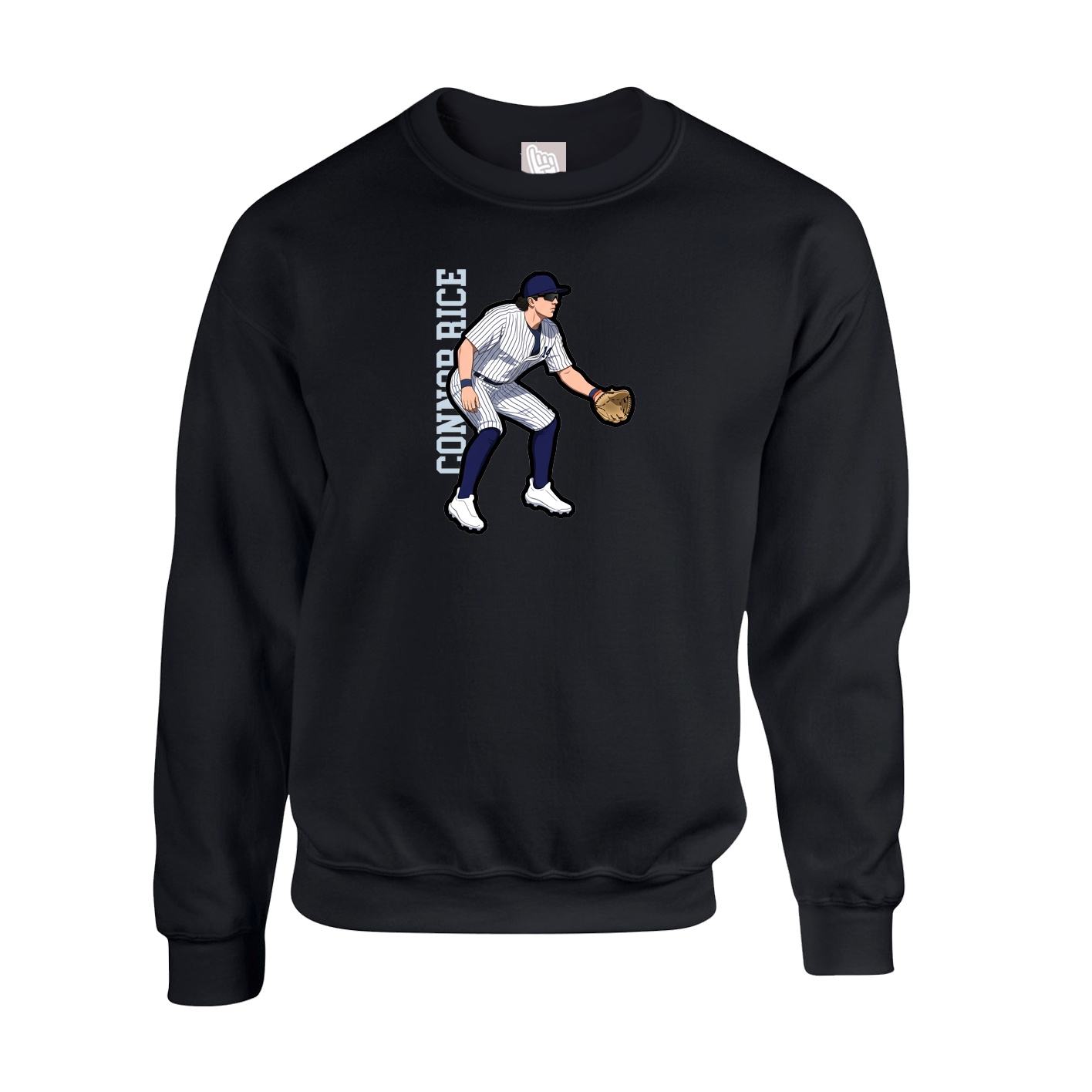 Fleece Crew — Name Vertical in Black