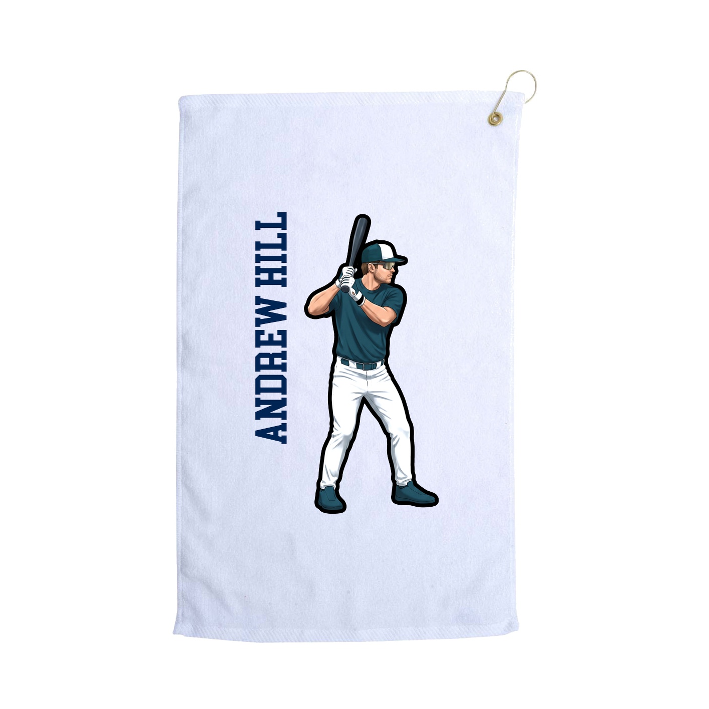 Golf Towel — Name Vertical in White