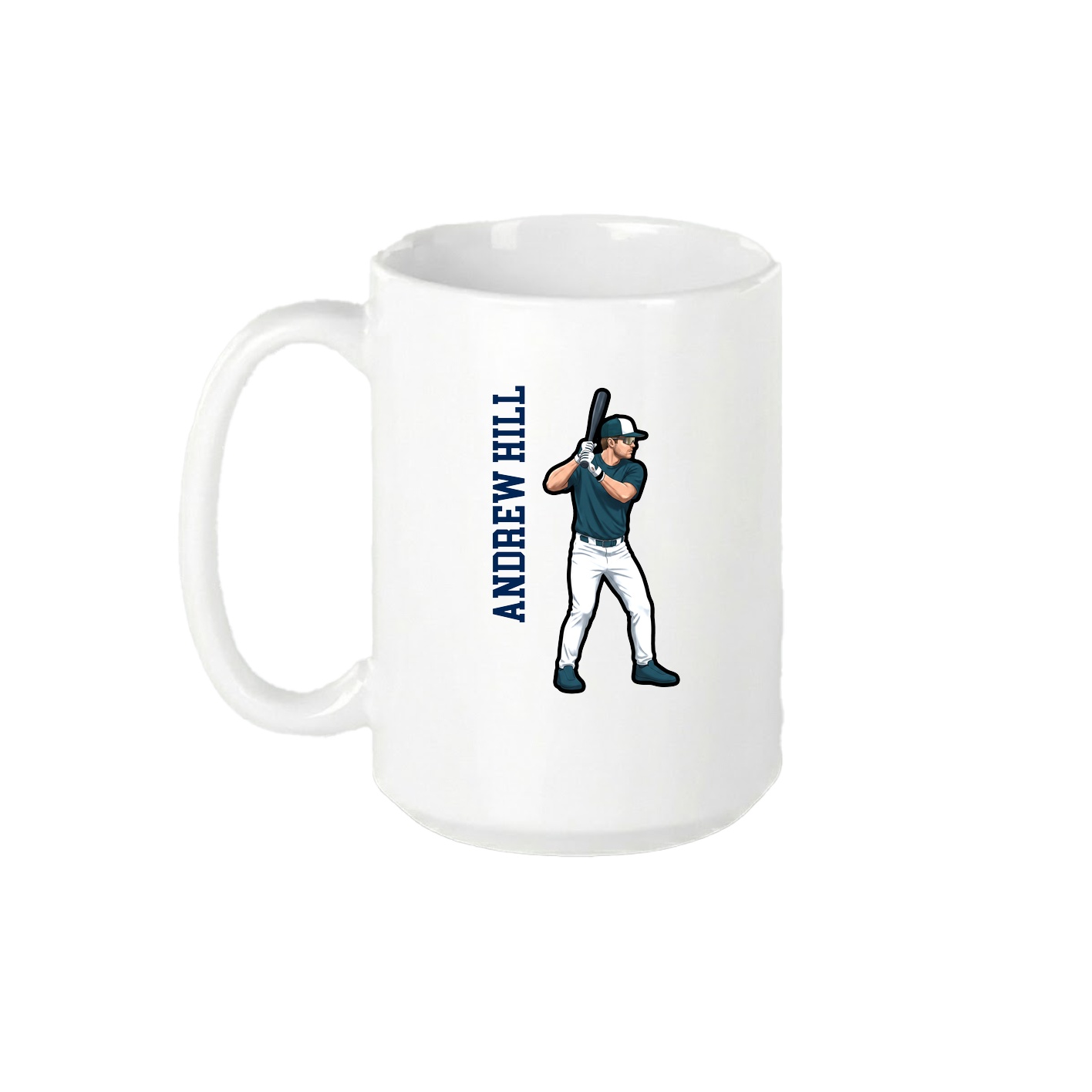 15oz Coffee Mug — Name Vertical in White